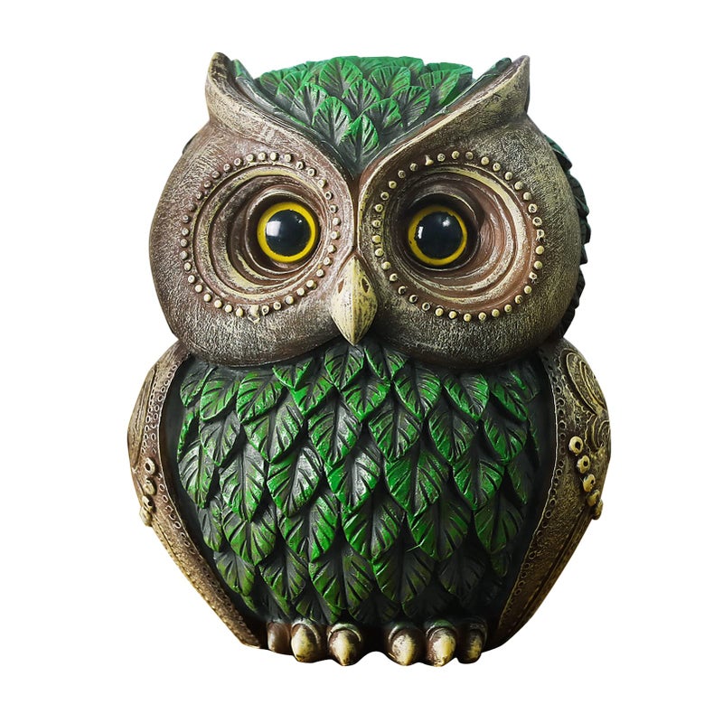 Artpaul Owl Decorations for Home Small Owl Decor Figurines Shelf Decor Home Office Living Room Decorations Birthday Gifts (Green) - Image 1